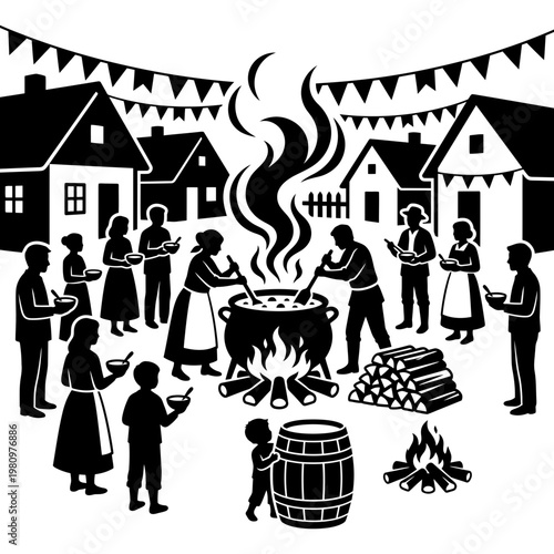 Bakery and kitchen icon set with corn silhouette