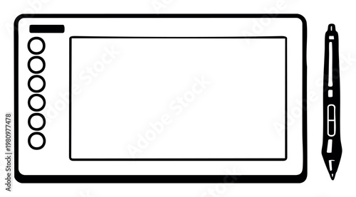 Graphic drawing tablet and stylus pen providing a tool for digital artists, illustrators, and designers