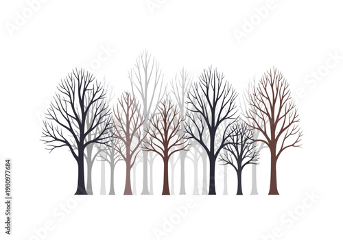 Bare Trees Silhouette Collection in Various Hues.