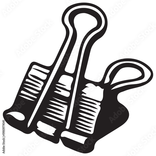 Binder Clips Office Paper Clamps Document Organizer Desk Stationery Illustration