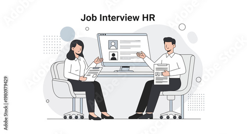Job Interview HR: Candidate and Recruiter Discussing Resume at Desk