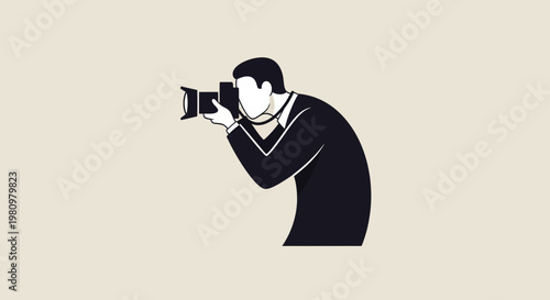 Man in Suit Photographing with DSLR Camera