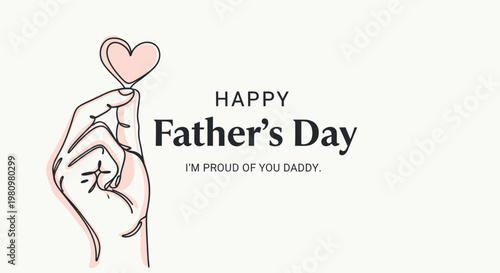 Happy father's day a delicate hand offering a heart shaped gift