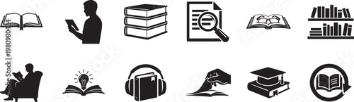 Reading icon set vector illustration for website, app, logo, UI and template design use.