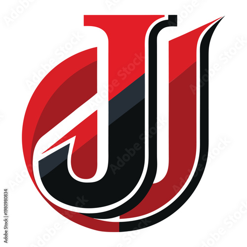 Stylized letter j logo with bold colors and dynamic overlapping shapes