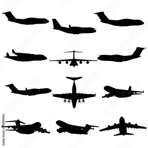 Boeing C-17 Globemaster III Heavy Transport Aircraft Silhouettes