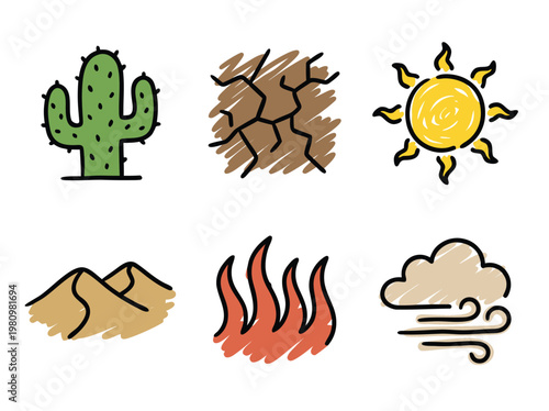 Desert Environment Icons.