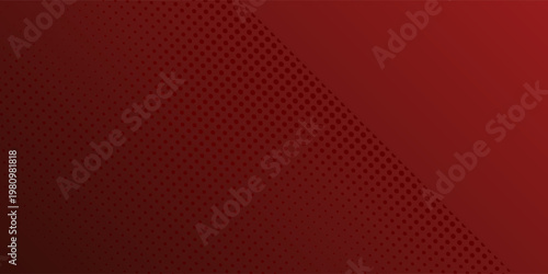 Red diagonal geometric shape with halftone. Modern fiber textured dots elegant art gradient