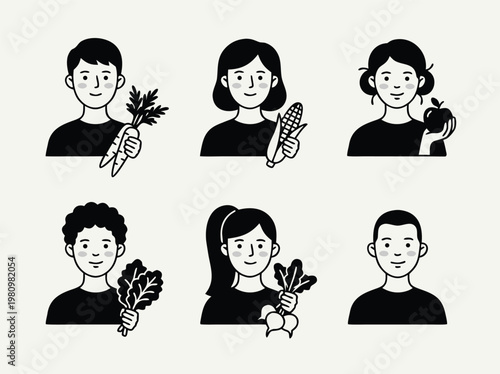 Diverse People Holding Fresh Vegetables and Fruits.