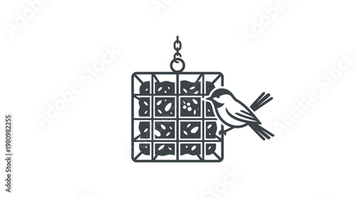 Bird Eating Seeds from a Hanging Feeder