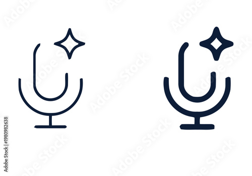 Two sparkling microphones a minimalist icon set for voice and audio recording