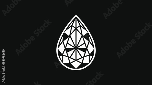Elegant Pear-Shaped Diamond Design on Black Background
