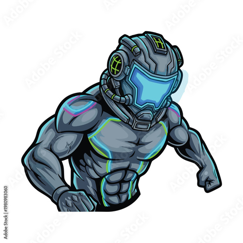 Futuristic Cyber Warrior in Advanced Battle Armor