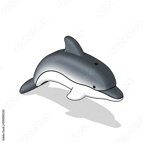 3D isometric dolphin leaping in mid-air isolated on transparent background