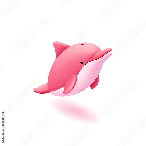3D pink dolphin plush toy jumping isolated on transparent background