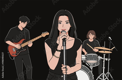 Illustration of Band Performing on Stage