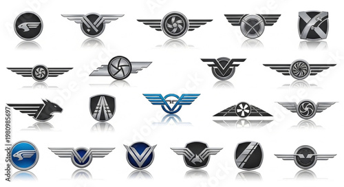 Collection of Various Winged Emblems and Badges.