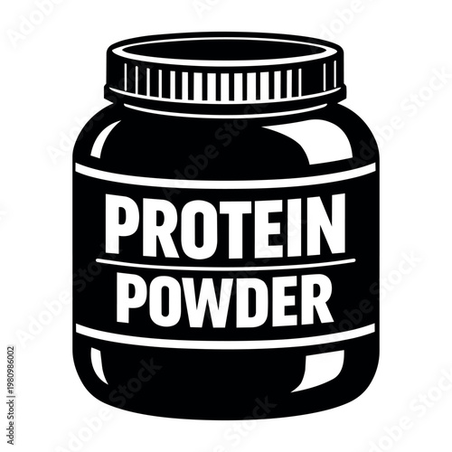 Protein powder jar icon indicating fitness supplements for bodybuilding, workout, and sports nutrition, essential for muscle growth