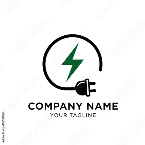 Free Download Electric Plug Logo with Lightning Bolt Symbol. - GFXLoad