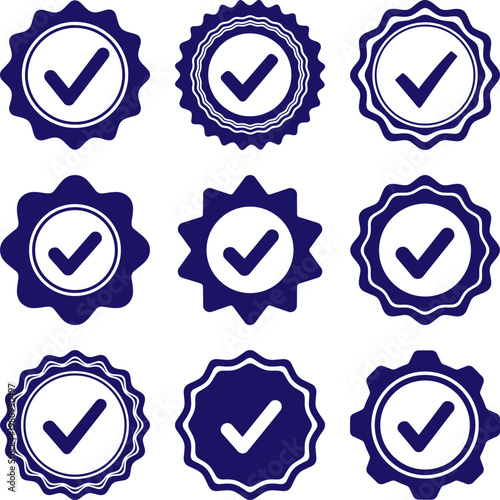 Blue checkmark icons on white background for approval and confirmation
