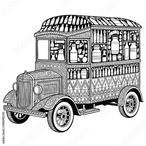 Vintage Bus Illustration for Travel and Transportation Themes