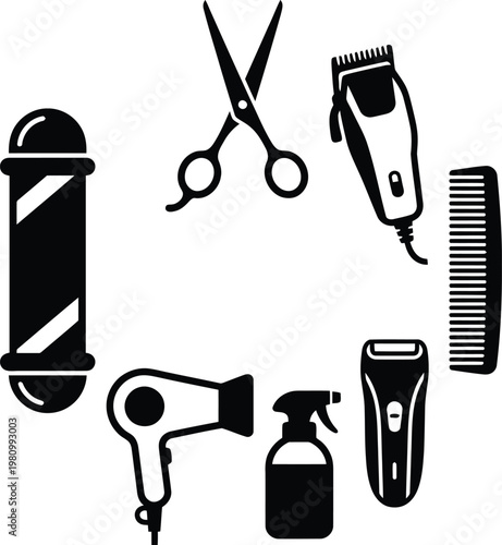 barber shop tools and accessories vector illustration