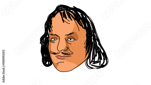 Portrait of John Bunyan, flat vector illustration