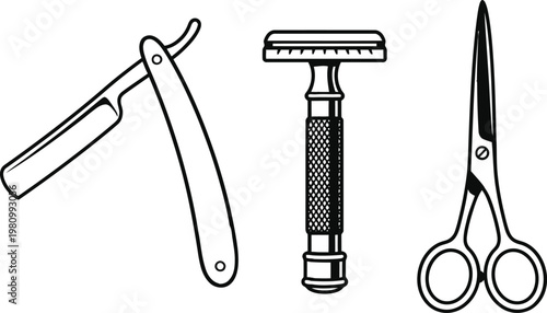 barber tools vector illustration, flat design