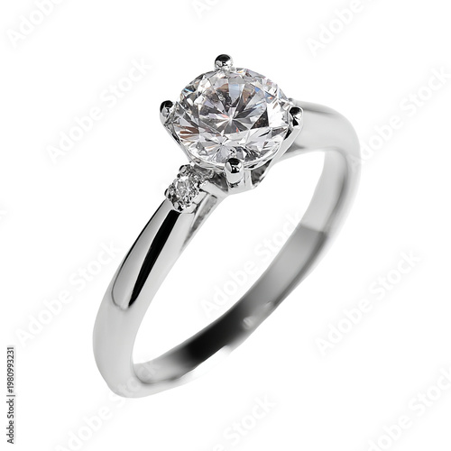 Elegant close-up of a diamond engagement ring on a plain background