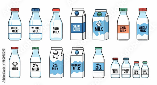 Milk bottle icon. Dairy product vector set