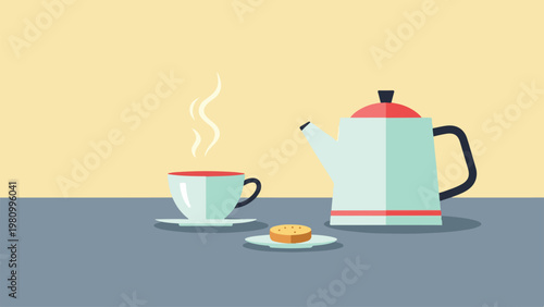 Pexels background image of a teacup and kettle on a table