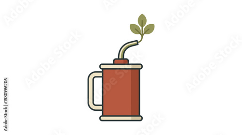 Sustainable Energy Metaphor A Green Plant Sprout Emerges from a Fuel Can