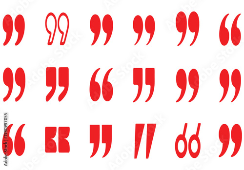 Collection of red quotation marks a visual study in punctuation