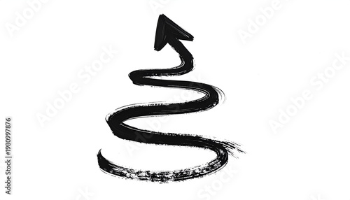 A dynamic, hand-drawn black arrow spirals upwards, suggesting progress and ambition.
