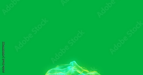 Animation of green and yellow smoke trail on white background