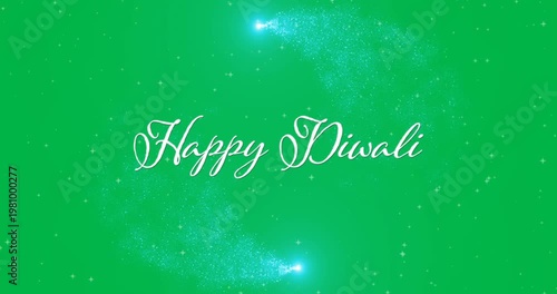 Animation of happy diwali text over shooting stars on black background