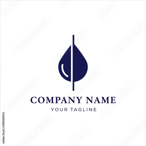 Navy Blue Droplet Logo Design Element.
