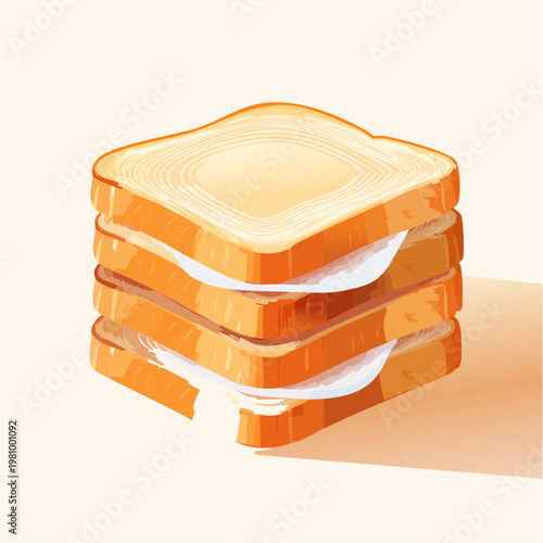 Stack of freshly made sandwiches with toasted bread and creamy filling