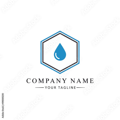 Blue Water Droplet Logo Design Template.