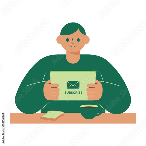 Person Holding Mail Envelope At Desk Portrait.