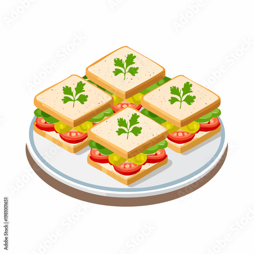 A vibrant illustration showcasing a delectable plate of freshly prepared sandwiches, perfect for a quick and satisfying meal or a light snack option