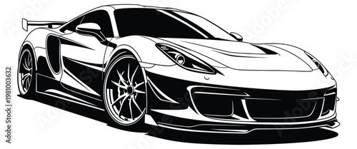 Modern black sports car silhouette with sleek futuristic design.