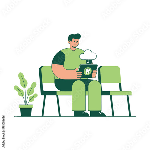 Man Sitting on Bench Working on Laptop Outdoors.