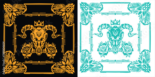 BANDANA SHEEP  VINTAGE BACKGROUND UNIQ 90S BADGE