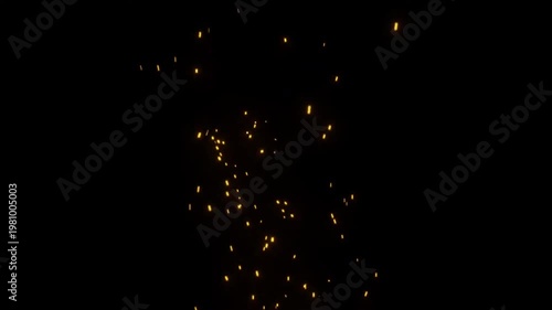 Fire Particles Glowing Embers Overlay Black Screen Background.