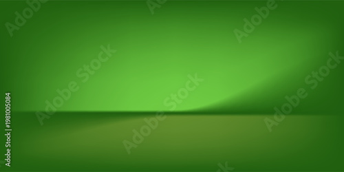 Abstract gradient podium background. Empty green 3D studio background. Clean scene for product presentation mockup template. eps 10