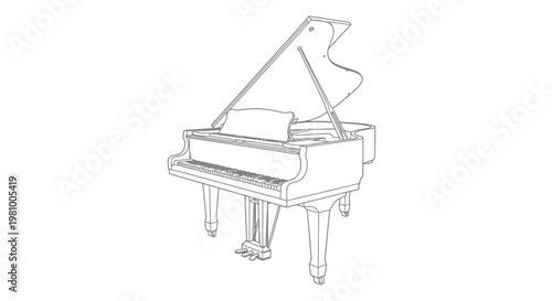 Grand piano isolated on white background musical instrument