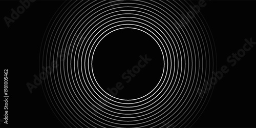 Create a bold look with a centric circle background featuring vector graphics of sound waves.