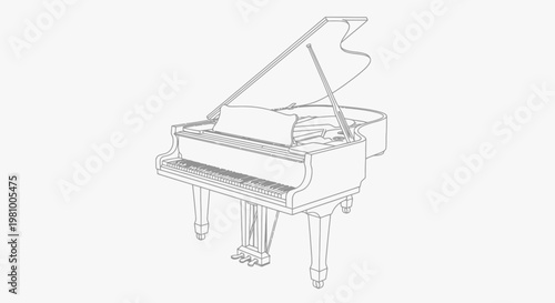 Grand piano illustration for music and art concepts
