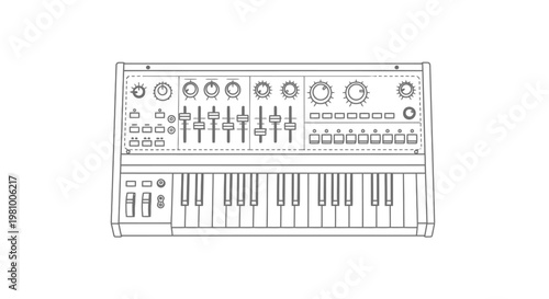 Electronic music keyboard synthesizer isolated on white background